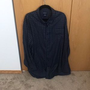 Mens plus size button up blue long sleeve shirt